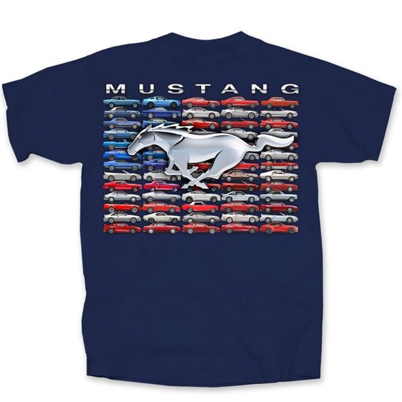 Mustang Car Flag Stacked T-Shirt - Picture 1 of 2